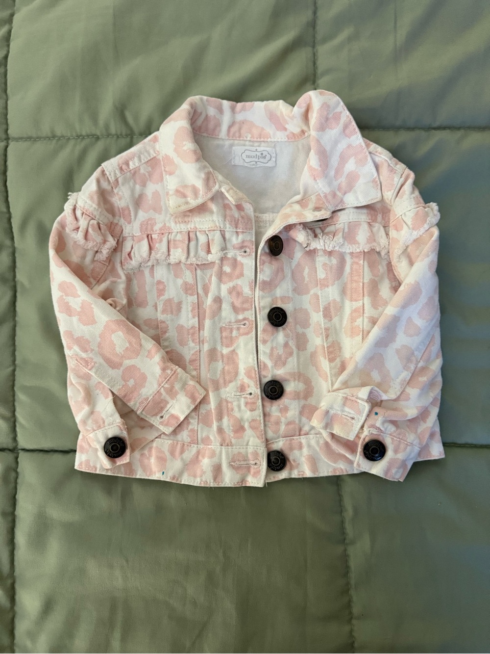 Mud Pie Light Pink & White Leopard Print Girls' Jean Jacket